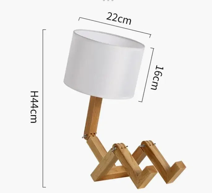 Wooden Robot Shape Creative Table Lamp