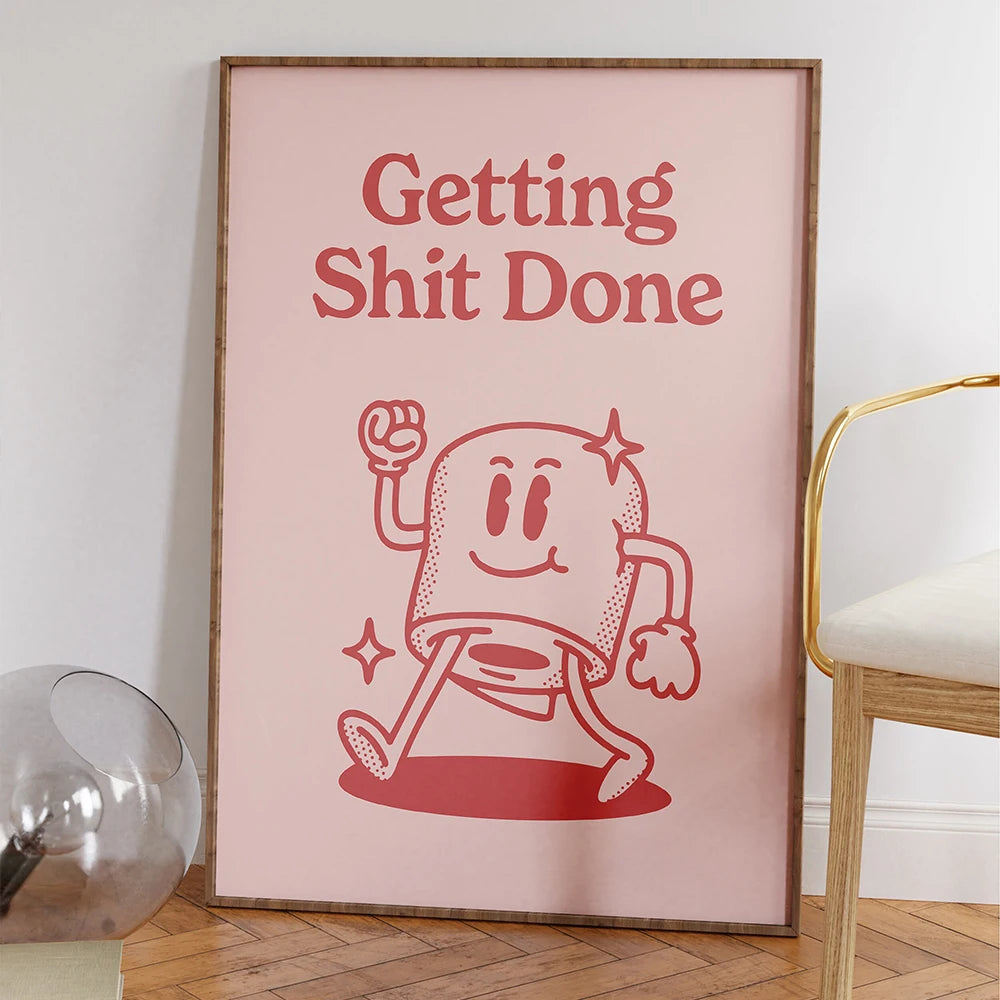 Getting Shit Done Pink Retro Canvas