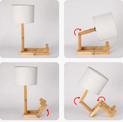 Wooden Robot Shape Creative Table Lamp