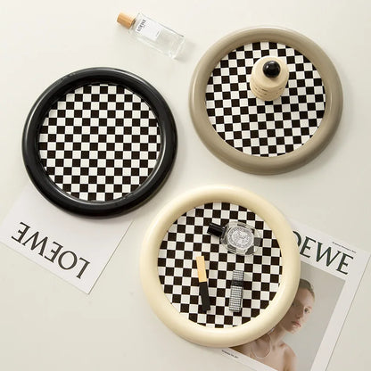 Aromatherapy Black and White Plaid Storage Tray