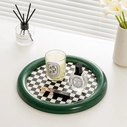 Aromatherapy Black and White Plaid Storage Tray