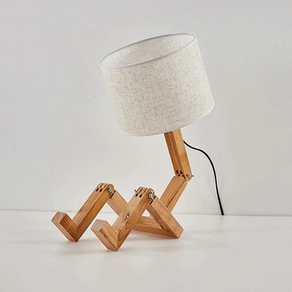 Wooden Robot Shape Creative Table Lamp