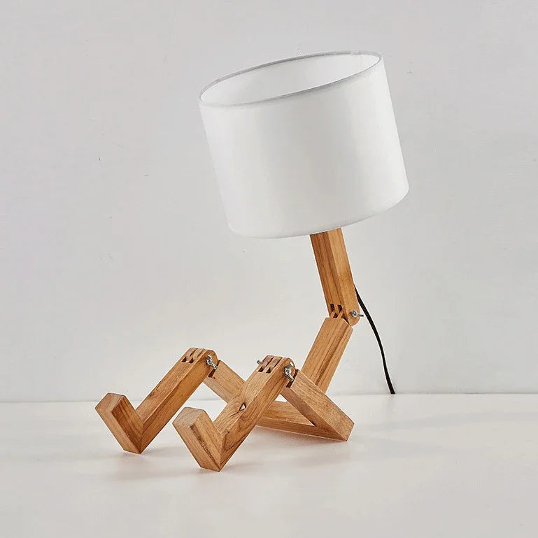 Wooden Robot Shape Creative Table Lamp