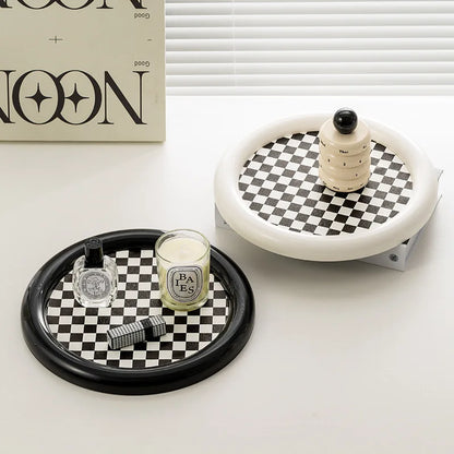 Aromatherapy Black and White Plaid Storage Tray