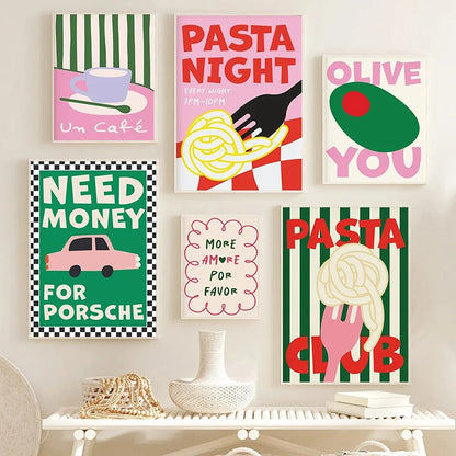 Food Art Quote Pasta Club Canvas