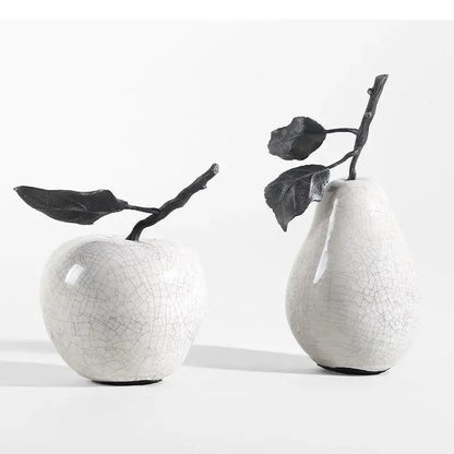 White Crack Ceramic Ornaments Apple&Pear