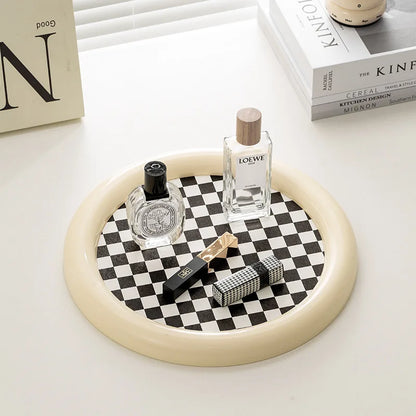 Aromatherapy Black and White Plaid Storage Tray