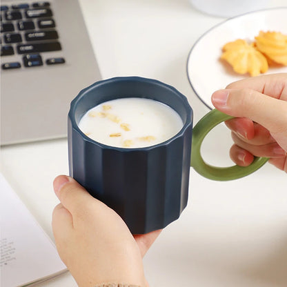 Japanese Ceramic Multi-color Handle Ripple Coffee Mugs