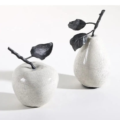 White Crack Ceramic Ornaments Apple&Pear